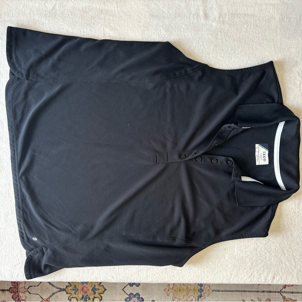 Izod Black Sleeveless Golf Polo